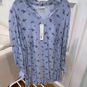 GANNI Blue Floral Dress (Retail: $380)